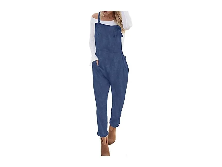StyleDome Women (L) Overall Trousers Dark Blue