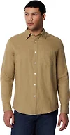 Amazon Essentials Men's Regular-Fit Long Sleeve Linen Blend Shirt, Mushroom Brown, Large