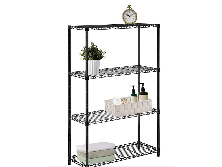 J&V Textiles 7057-BK 4-Tier Shelving Unit