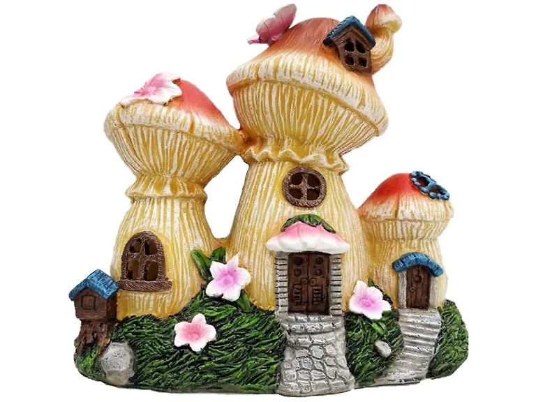 Santa's Workshop Inc 9" Resin Solar LED Mushroom Bungalow