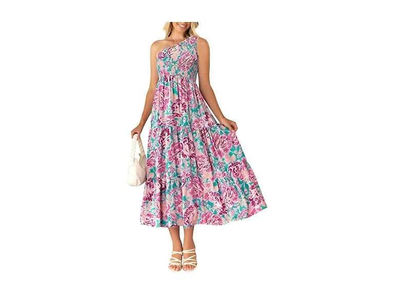 Zesica Women (XL) Summer One Shoulder Midi Dresses