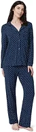 Amazon Essentials x Sofia Grainge Women's Stretch Modal Long-Sleeve Button-Front Top and Full-Length Bottom Pajama Set, Navy Dot, Large
