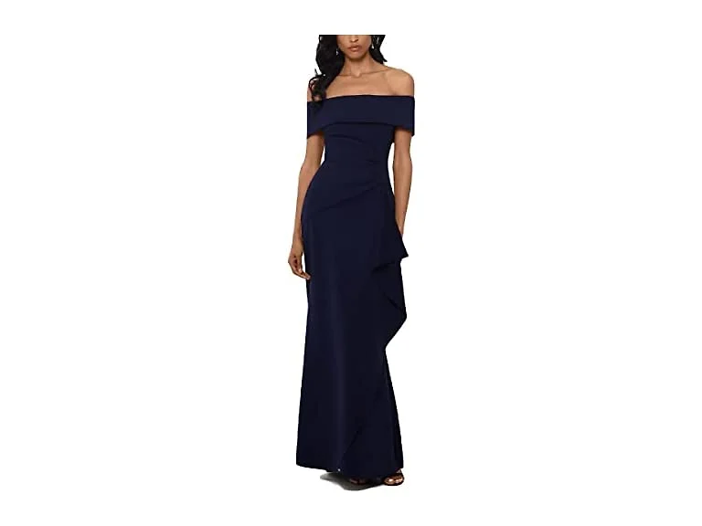 Xscape Women (4) Long Scuba Off-the-shoulder Dress