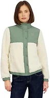 Billabong Ladies Full Zip Sherpa Mixed Nylon Jacket, Light Olive, XL