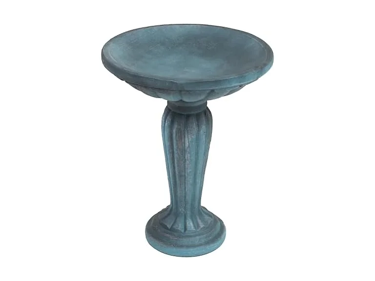 Sunnydaze 20.25” H Concrete Bird Bath Patina Green