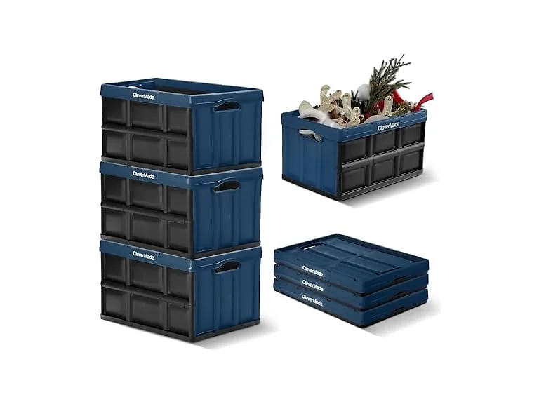 CleverMade Collapsible Storage Bins 46L (3-Pack)- Ocean