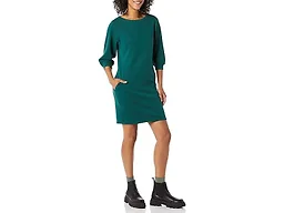Amazon Essentials Women's Fleece Blouson Sleeve Crewneck Sweatshirt Dress (Available in Plus Size), Dark Green Heather, Medium
