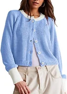 UNCLECAT Womens Cropped Cardigan Sweaters - Light Blue, Small