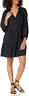 The Drop Women's @caralynmirand Ruffle-Neck Tiered Mini Dress, Black, XXS