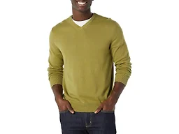 Amazon Essentials Men's V-Neck Sweater (Available in Big & Tall), Golden Olive, Medium
