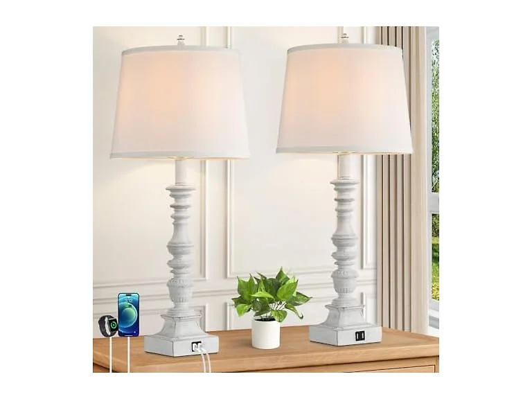 Farmhouse Table Lamps, Set of 2