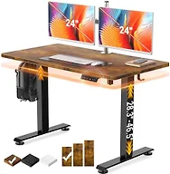 Veken 47.2 Inch Large Electric Standing Desk, Gaming Table, Brown