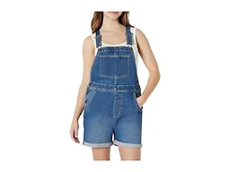 Amazon Essentials Women's Women's Medium Stretch Relaxed-Fit Denim Short Overalls with Adjustable Straps, Medium Blue Vintage, XX-Large