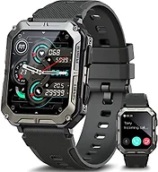 meoonley Military Rugged Smartwatch for Men,Sport Watch with Answer/Make Call IP68 1.83 inch Fitness Tracker Pedometer SpO2 for Outdoor Enthusiasts