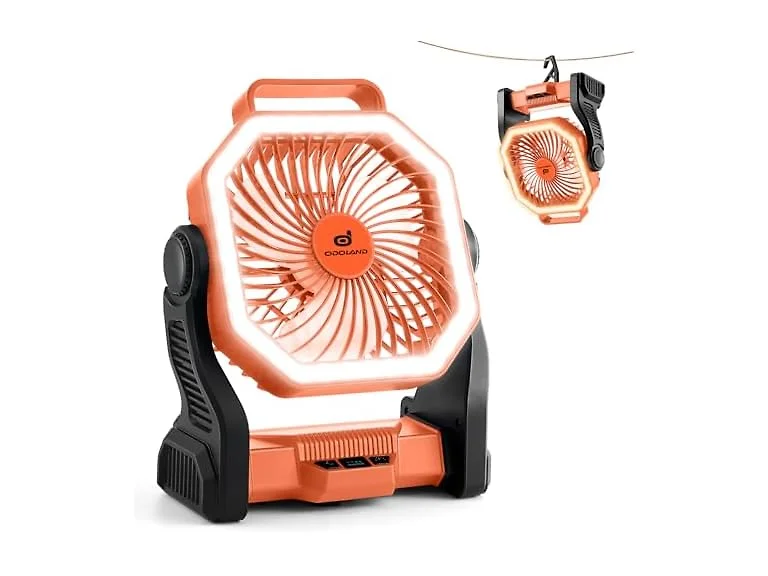 Odoland Orange Rechargeable Camping Fan