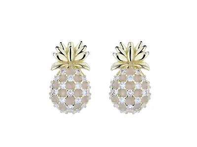 18K Gold Plated Pineapple Crystal Studs
