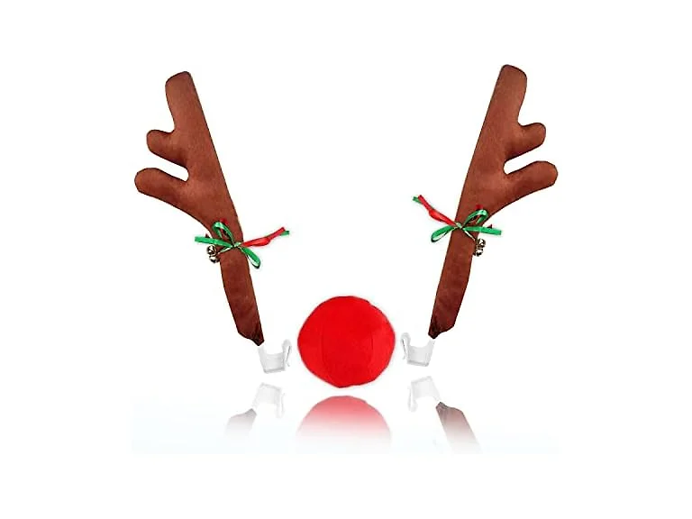 Zone Tech GA0080 Car Reindeer Antlers and Nose Set Red/Brown