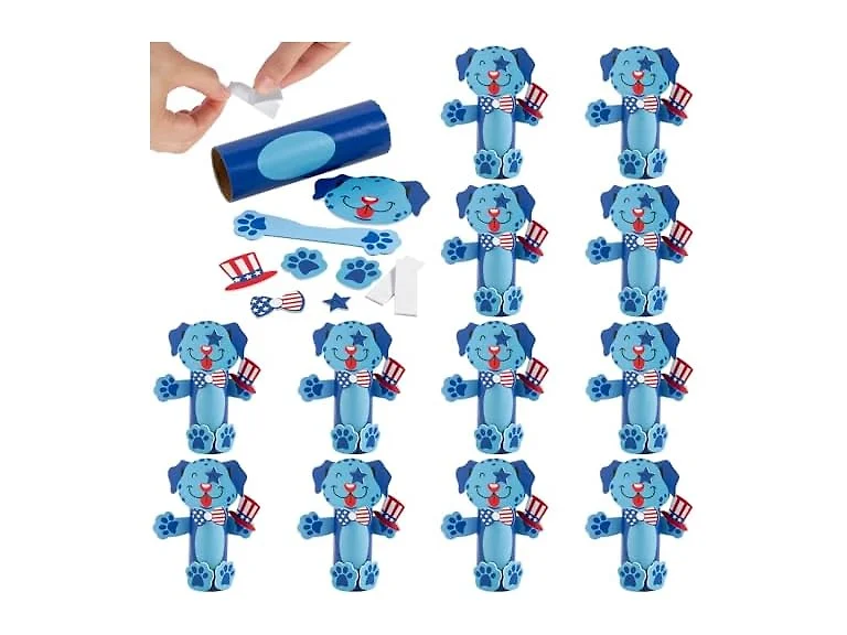 Fun Express Patriotic Dog Craft Roll Craft Kit - 12 Pc