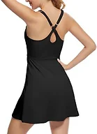 GGOV Tennis Dress for Women Athletic Golf Dress with Built in Separate Shorts Backless Workout Dress with Adjustable Straps Black