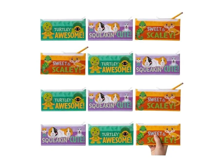 Fun Express Classroom Pets Pencil Cases - 12 Pc