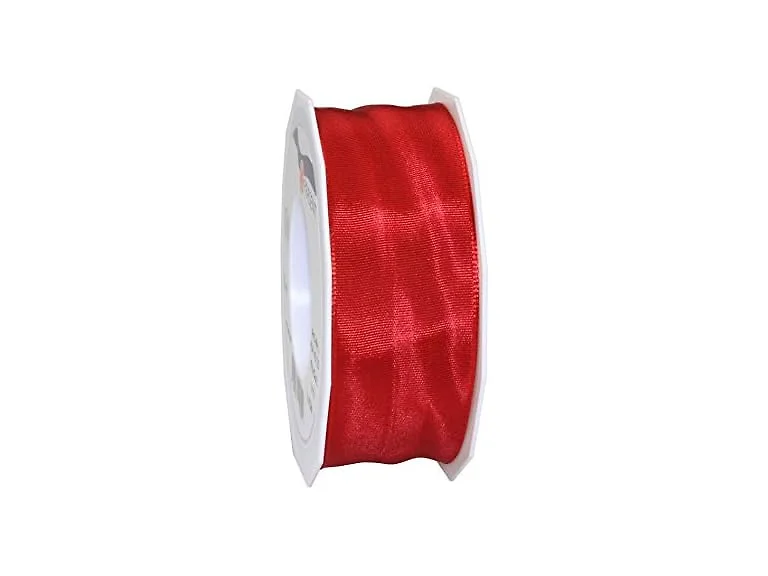 Prasent LYON Wired Taffeta Ribbon, Scarlet