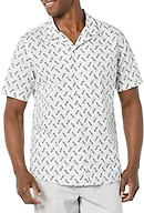Amazon Essentials Men's Vacation Cotton Button-Down Short Sleeve Resort Shirt, Light Blue Bird Print, Medium