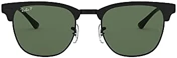 Ray-Ban RB3716 186/58 51 51-21-145 Ray-Ban RB3716 Clubmaster Metal Square Sunglasses MATTE BLACK ON BLACK/G-15 Green Polarized