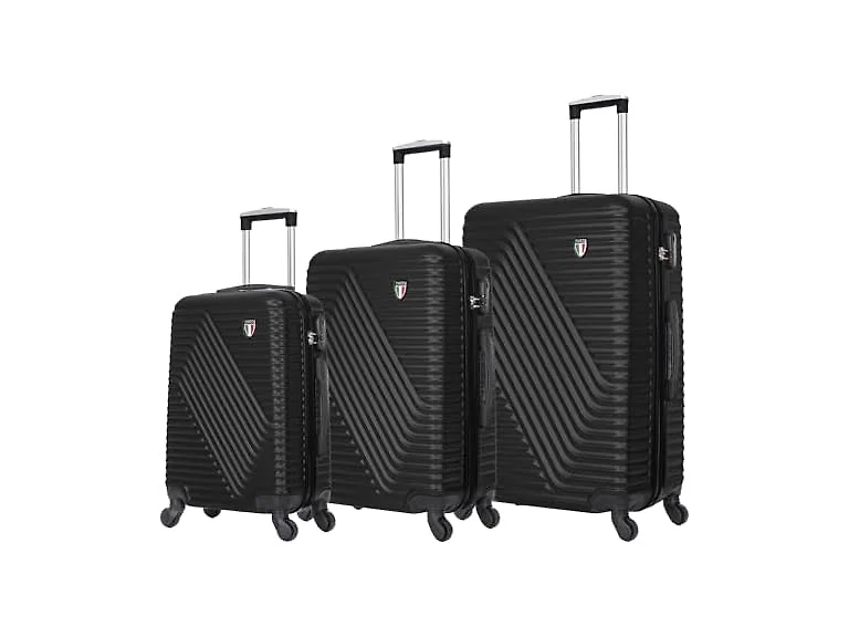 Tucci Italy Travola 3-Piece Hardside Spinner Luggage Set, Blk