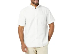 Amazon Essentials Men's Slim-Fit Short Sleeve Stretch Oxford Shirt with Pocket, White, X-Small