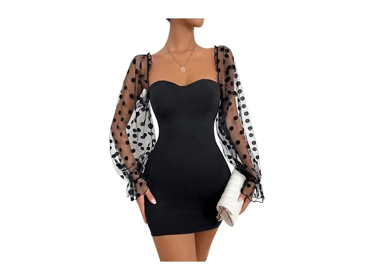 Wdirara Women (XS) Polka Dots Sweetheart Dress