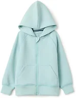 Amazon Essentials Boys' Active Sweat Relaxed-Fit Full Zip Hoodie, Light Blue, Medium