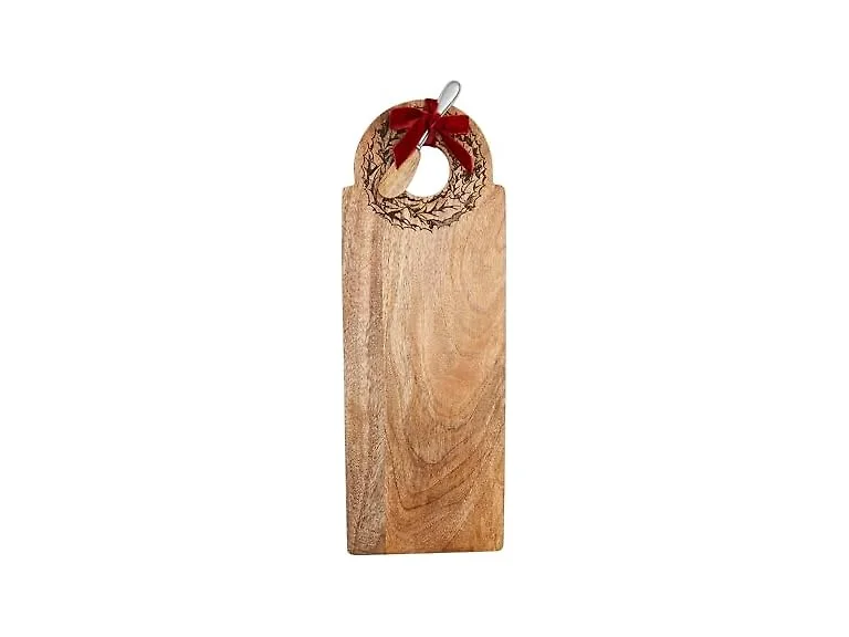 Mud Pie Wreath Handle Wood Board; spreader 6"