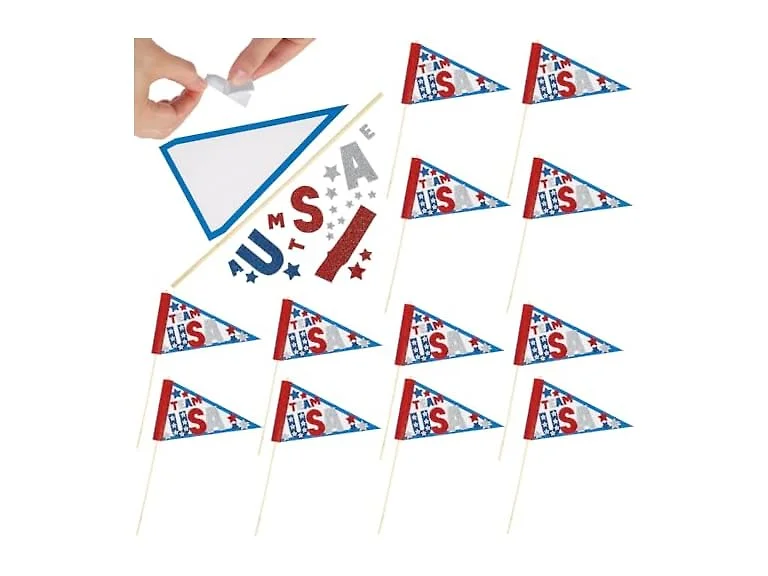 Fun Express Team USA Pennant Flag Craft Kit 12 Pk