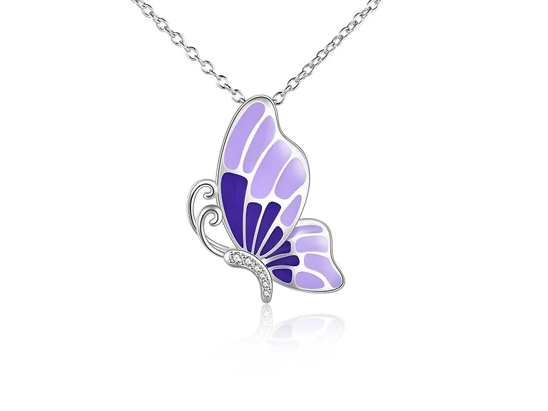 Sterling Purple Butterfly Necklace