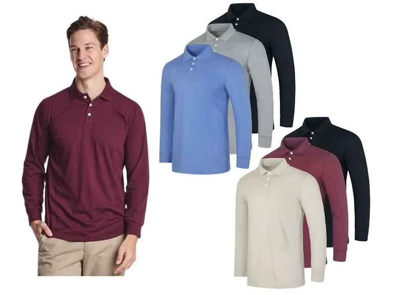 6PK Men's Jersey Polo Shirts - (S-3XL)