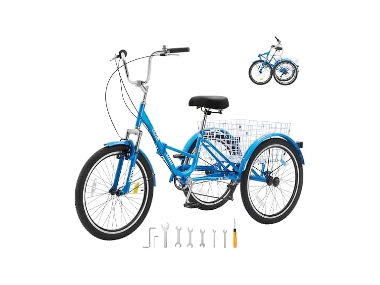 Adult Tricycles Bike, 24 Inch Three-Wheeled