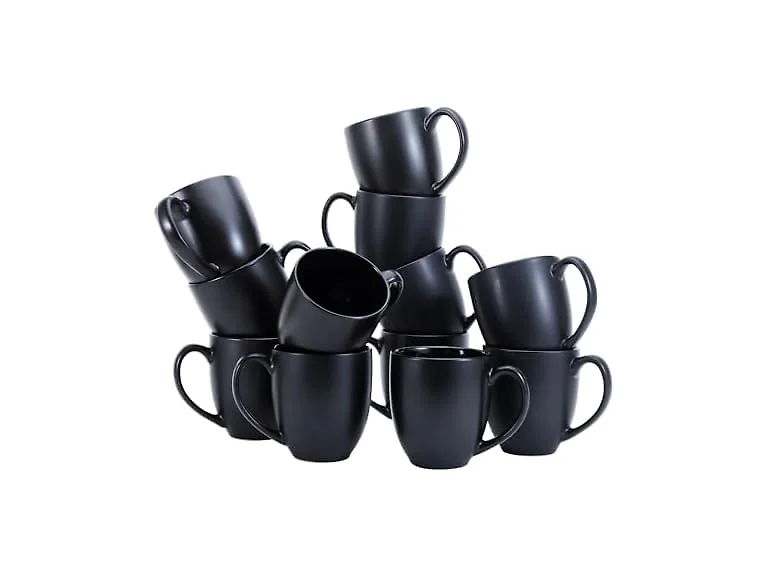 Amazon Basics 12-Pack Matte Black Ceramic Coffee Mug