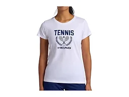 HEAD Women’s Tennis Graphic Crewneck T-Shirt, Relaxed Fit, Lightweight and Breathable Cotton-Poly Material, Stark White, Small