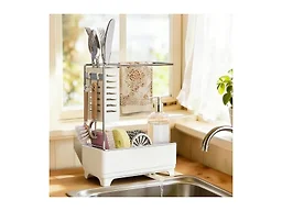 MOUKABAL 2-Tier Sponge Holder for Kitchen Sink Caddy Organizer,Off-white