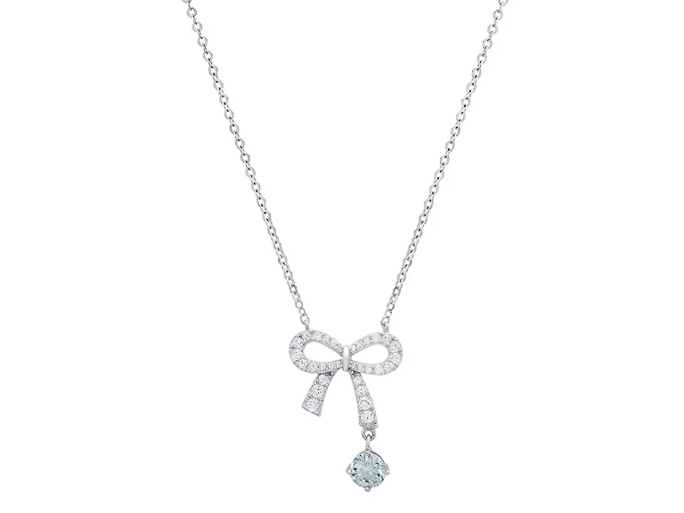 Bow Drop Turquoise Moissanite Necklace