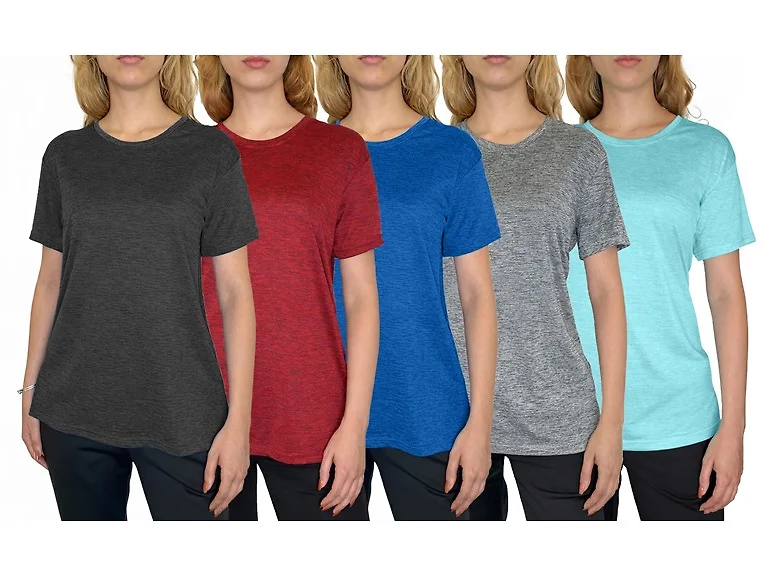 5Pk Womens Loose Fit S/S Active Tee