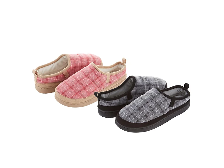 Floopi Womens Detailed Plaid Clog Slipper