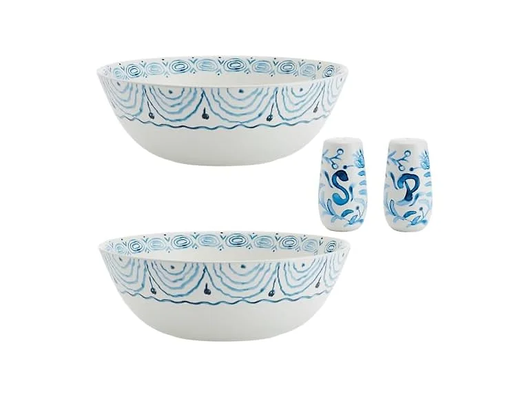 Fitz and Floyd Sicily Blue Italian Design Serve Bowls Set of 2
