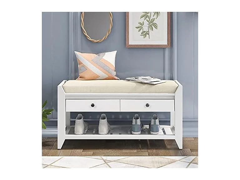 SPOFLYINN Shoe Bench Cushion Storage