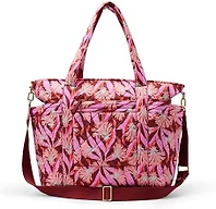Amazon Essentials Women's Quilted Cotton Travel Tote Bag, Pink Floral, One Size