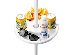Zone Tech TA0020 12 Inch White Beach Umbrella Table Tra