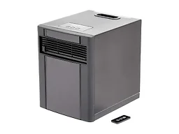 Amazon Basics Portable Space Heater with Remote Control, Adjustable Thermostat, Indoor Use, Energy-Saving Setting, LED Display 1500W, 11.4"D x 14.5"W x 14.7"H, Black
