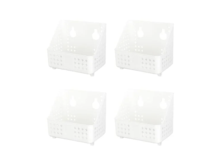 Cetomo Plastic Hanging Baskets with Hole  White, 4 Pack 