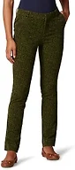 Amazon Essentials Women's Bi-Stretch Full Length Straight Leg Pant, Black Olive Animal Print, 6