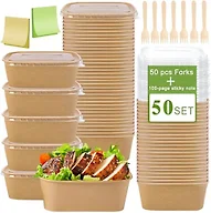 50-Pack 34Oz Kraft Paper Bowls